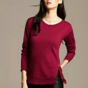 Banana republic red scoop sweater w/ side zippers
